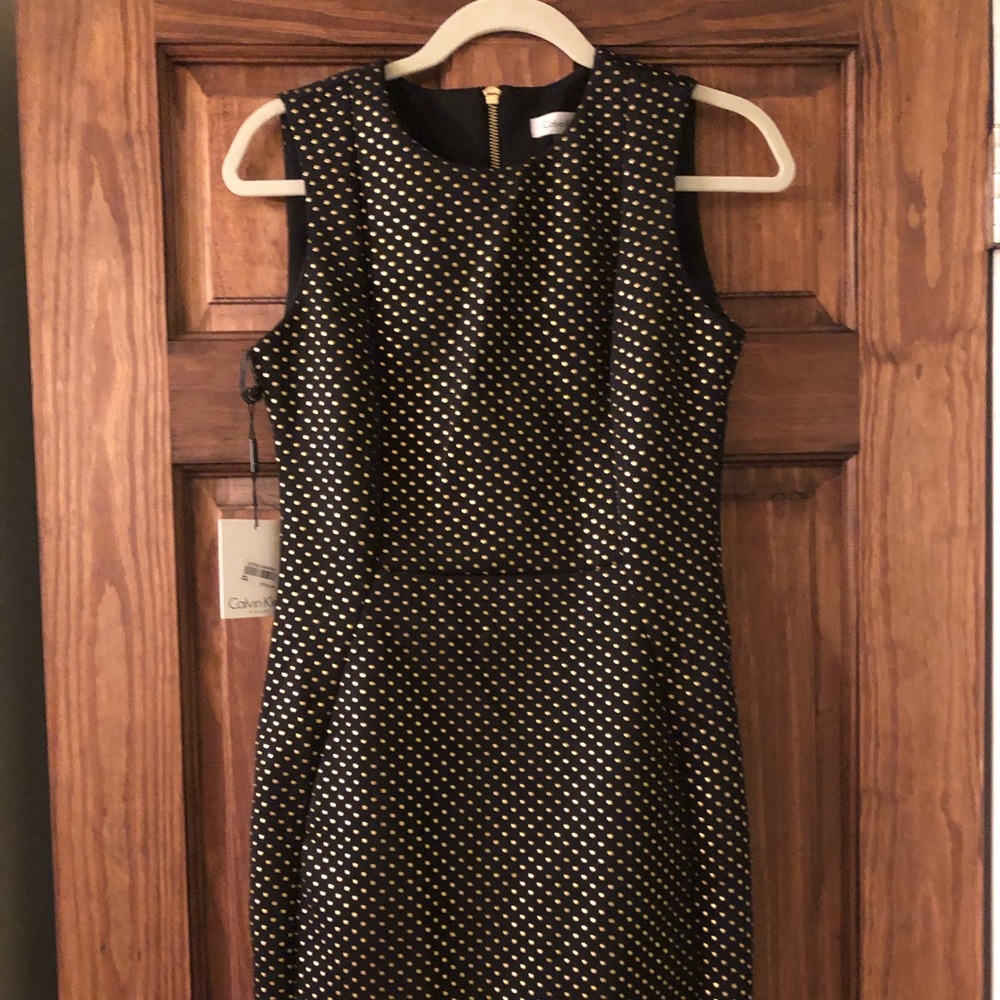 Calvin Klein black dress with gold studs